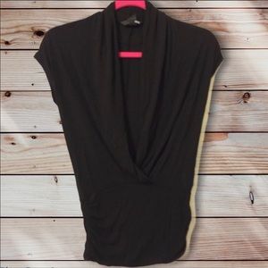 H&M black open neckline surplice top NWOT